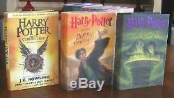 (12) HIGH GRADE COMPLETE JK Rowling Harry Potter 1st Ed HCDJ Set, 8 1st Printing