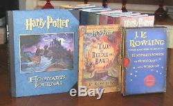 (12) HIGH GRADE COMPLETE JK Rowling Harry Potter 1st Ed HCDJ Set, 8 1st Printing