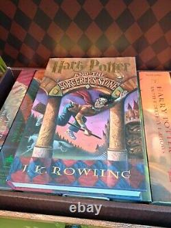 Complete Harry Potter Hardback First American Ed Set With Stickers & Box WithRope