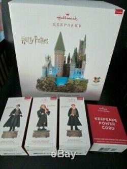 Complete Harry Potter Hogwarts Tree Topper Castle & 3 Christmas Ornaments Set