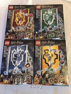 Complete LEGO Harry Potter 4 House Banner set (76409, 76410, 76411, 76412) NEW