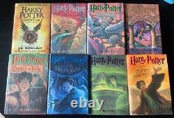 Complete Set of 8 HARRY POTTER Hardcover Books (4) 1st Prints & Goblet Fire 2nd