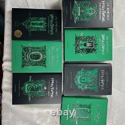 HARRY POTTER Complete HARDCOVER Green Slytherin Book Set 1-7 with Dustjackets