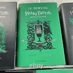 HARRY POTTER Complete HARDCOVER Green Slytherin Book Set 1-7 with Dustjackets