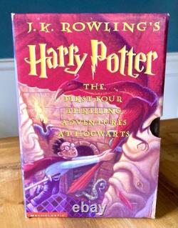 HARRY POTTER by J. K. ROWLING BOOKS 1-4 COMPLETE BOX SET with SLIPCASE NEAR FINE