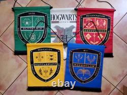 Harry Potter COMPLETE Hogwarts + 4 House Wall Banners by Universal Studios