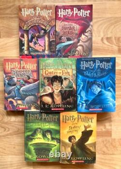 Harry Potter COMPLETE SERIES Lot All 7 Large Paperbacks Rowling 1 2 3 4 5 6 7