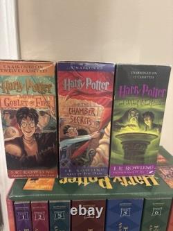 Harry Potter Complete Book Lot + Jim Dale Audiobook Cassettes Hardcover Set