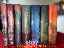 Harry Potter First Edition 1st Print US 7 Book Complete Set HC DJ- JK Rowling VG