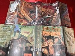 Harry Potter First Edition 1st Print US 7 Book Complete Set HC DJ- JK Rowling VG