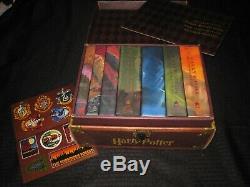 Harry Potter Hardcover complete Book Set Books 1-7 Hogwarts Trunk with stickers