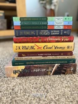 Lot 18 HARRY POTTER Books J. K. Rowling Complete Set 1-8 & 10 Extras HB Quidditch
