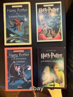 Lot of 4 Harry Potter en español (in Spanish) Yrs. 1,2,3,6 mix HC/PB/VG to FINE