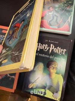 Lot of 4 Harry Potter en español (in Spanish) Yrs. 1,2,3,6 mix HC/PB/VG to FINE