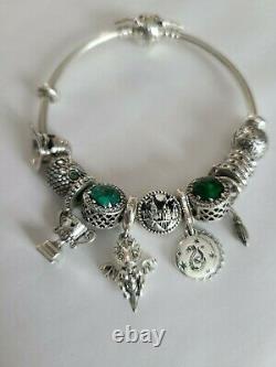 Pandora Charm Bracelet Slytherin Themed Bracelet Complete with Charms