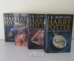 Rare Complete HARRY POTTER UK HARDCOVER ADULT BOXED SET 1-7 1st Ed JK Rowling