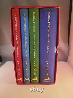 Coffret cadeau complet de livres Harry Potter Bloomsbury 4 volumes 1ère édition