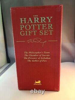 Coffret cadeau complet de livres Harry Potter Bloomsbury 4 volumes 1ère édition