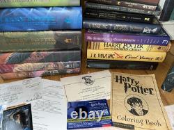 Coffret complet de livres reliés Harry Potter avec extras, lettre, cadeau - 18 livres