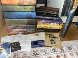 Coffret complet de livres reliés Harry Potter avec extras, lettre, cadeau - 18 livres