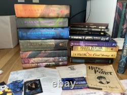 Coffret complet de livres reliés Harry Potter avec extras, lettre, cadeau - 18 livres
