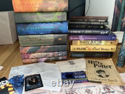 Coffret complet de livres reliés Harry Potter avec extras, lettre, cadeau - 18 livres