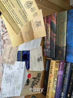 Coffret complet de livres reliés Harry Potter avec extras, lettre, cadeau - 18 livres