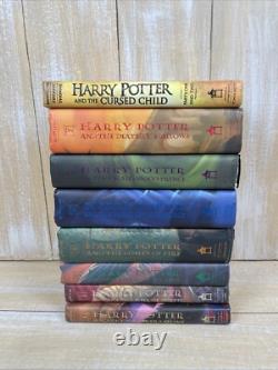 Ensemble complet Harry Potter 1-8 J. K. Rowling 1ère édition américaine HC DJ ensemble B