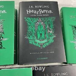 Ensemble complet de livres HARRY POTTER en reliure rigide vert Slytherin avec jaquettes 1-7