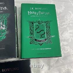 Ensemble complet de livres HARRY POTTER en reliure rigide vert Slytherin avec jaquettes 1-7