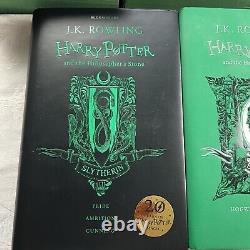 Ensemble complet de livres HARRY POTTER en reliure rigide vert Slytherin avec jaquettes 1-7