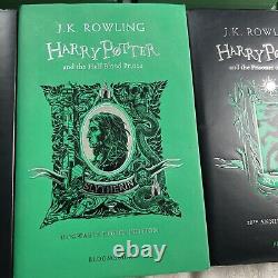 Ensemble complet de livres HARRY POTTER en reliure rigide vert Slytherin avec jaquettes 1-7