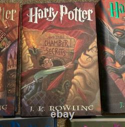 Ensemble complet de livres reliés Harry Potter 1-7 J K Rowling avec jaquettes 1ère édition