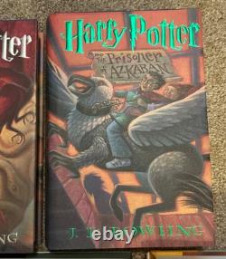 Ensemble complet de livres reliés Harry Potter 1-7 J K Rowling avec jaquettes 1ère édition