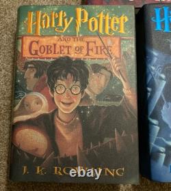 Ensemble complet de livres reliés Harry Potter 1-7 J K Rowling avec jaquettes 1ère édition