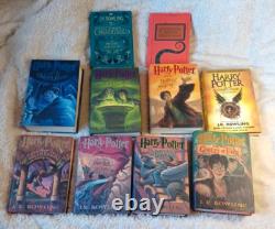 Ensemble complet de livres reliés Harry Potter 10 volumes première édition avec jaquettes