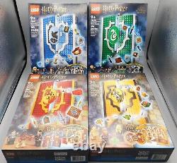 Ensemble de 4 BANNIÈRES DE MAISONS Lego Harry Potter 76409 76410 76411 76412 Neuf dans la boîte