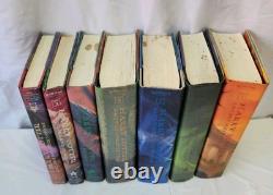 Ensemble de livres Harry Potter complet en édition reliée avec jaquette, lot 1-7, 1ère édition américaine