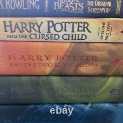 Ensemble de livres en couverture rigide Harry Potter complet, tomes 1-7, première édition américaine, Rowling, VG