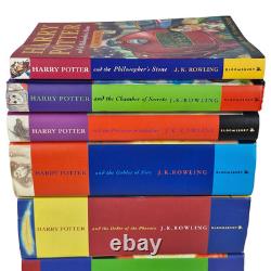 HARRY POTTER Coffret complet 1-7 Bloomsbury 6 reliures rigides 4x PREMIÈRE ÉDITION ERREUR OWL