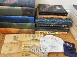 Harry Potter Coffret complet de livres reliés avec extras, lettre cadeau G, 18 livres