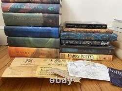 Harry Potter Coffret complet de livres reliés avec extras, lettre cadeau G, 18 livres