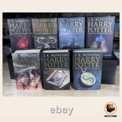 Harry Potter – Collection complète, tomes 1 à 7, Bloomsbury, 1re édition pour adultes, couverture rigide