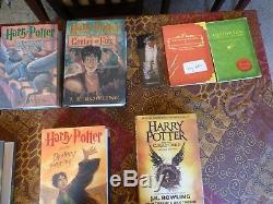 Harry Potter Ensemble Complet De Livres À Couverture Rigide 1-7 Rowling 1ère Édition Américaine + Bonus