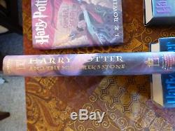 Harry Potter Ensemble Complet De Livres À Couverture Rigide 1-7 Rowling 1ère Édition Américaine + Bonus