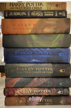 Harry Potter Série Complète Première Édition 1-7 9 Livres Reliés JK Rowling HC DJ Vg