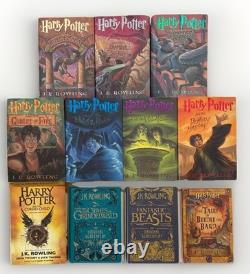 Lot de 11 livres, série HARRY POTTER complète, reliure rigide avec jaquette, ensemble J.K. Rowling, 1re édition, très bon état