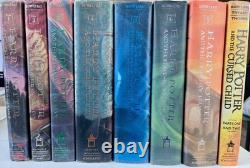 Lot rare de 8 livres Harry Potter complets en reliure rigide avec erreurs