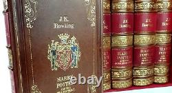 ROWLING - HARRY POTTER 7 boîte de livres, ensemble complet, relié en cuir, version UK