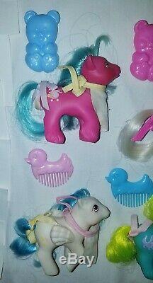 Vintage G1 Peek Un Bebe Bebe Complet Beaucoup Brother Whirly Twirly Mon Petit Poney